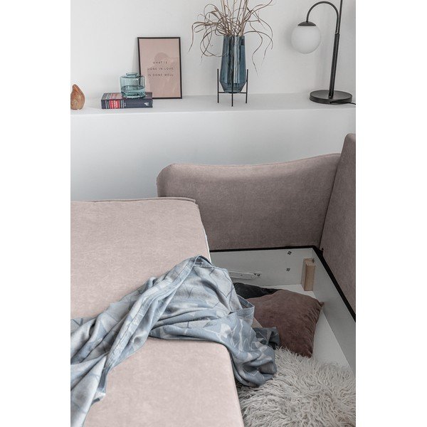 Smėlio spalvos aksominė sofa-lova Miuform Tender Eddie-image-1