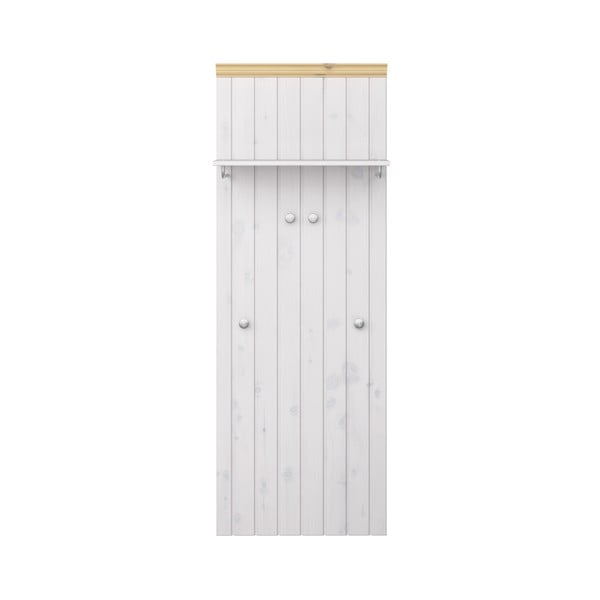 Pieno baltumo lakuota pušies medienos sieninė pakaba "Steens Monaco", 52 x 145 cm