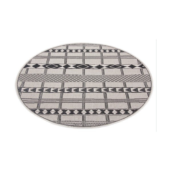 Juodos ir pilkos spalvos lauko kilimas Ragami Madrid, ø 120 cm-image-2