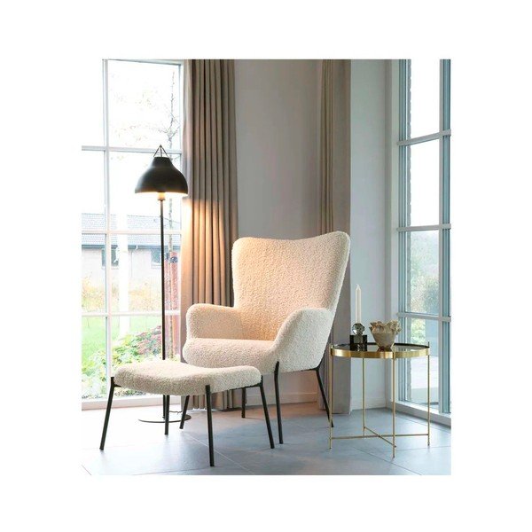 Kreminės spalvos taburetė iš dirbtinio kailio Glasgow – House Nordic-image-1