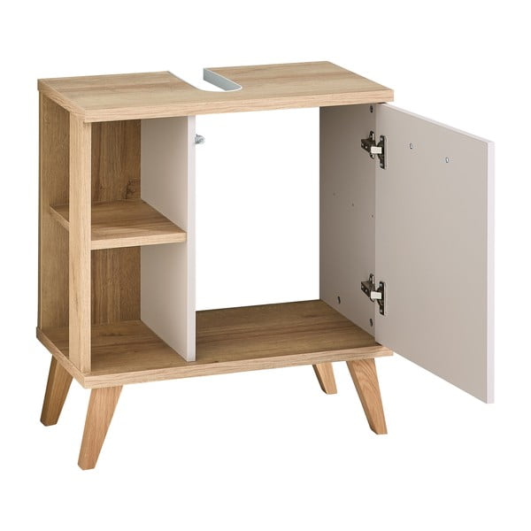 Kreminės spalvos spintelė po kriaukle iš ąžuolo 60,5x65 cm Quickset 966 – Pelipal-image-2