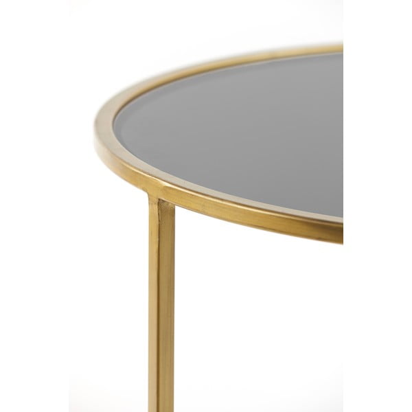 2 vnt. aukso spalvos stiklinių apvalių kavos staliukų rinkinys ø 75 cm Duarte - Light & Living-image-3