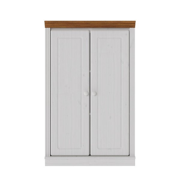 Baltos spalvos/gintarinės spalvos iš pušies masyvo spintelė 74x118x35 cm Anita – Støraa