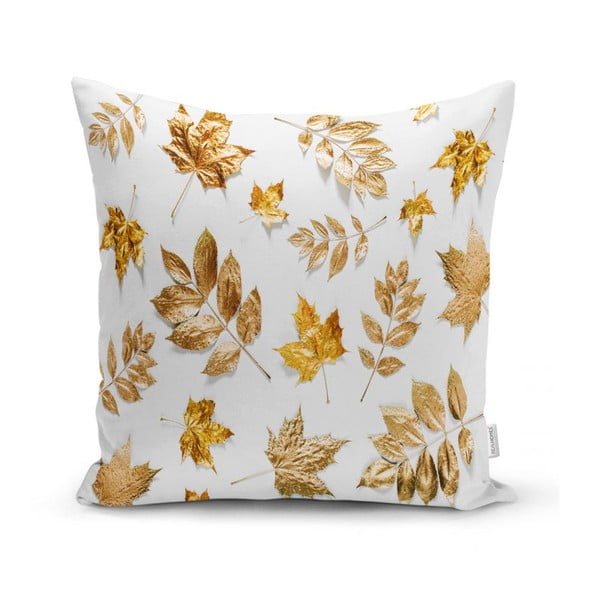 Minimalistiniai pagalvėlių užvalkalai Auksiniai lapai su balta BG, 45 x 45 cm