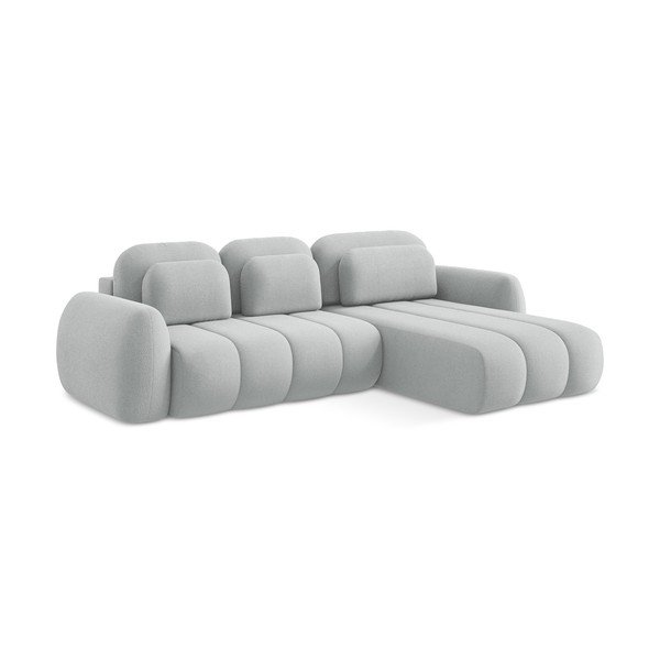 Šviesiai pilkos spalvos iš boucle sulankstoma/su sandėliavimo vieta kampinė sofa (su dešiniuoju kampu/su gultu) Pele – Makamii-image-3