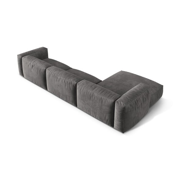 Pilkos spalvos iš velveto modulinė kampinė sofa (su kairiuoju kampu/su gultu) Martina – Micadoni -image-4