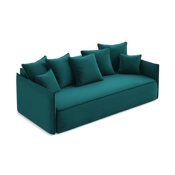 Turkio spalvos iš velveto sulankstoma/su sandėliavimo vieta sofa 225 cm Hula – Makamii-image-2