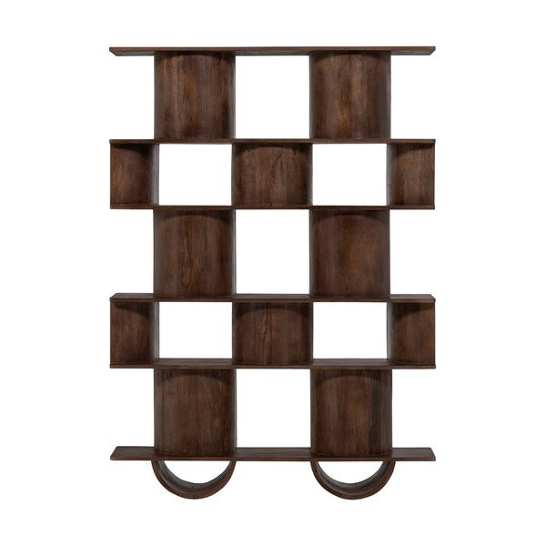 Tamsiai rudos spalvos knygų spinta iš mango masyvo 130x180x35 cm Sinne – WOOOD-image-3