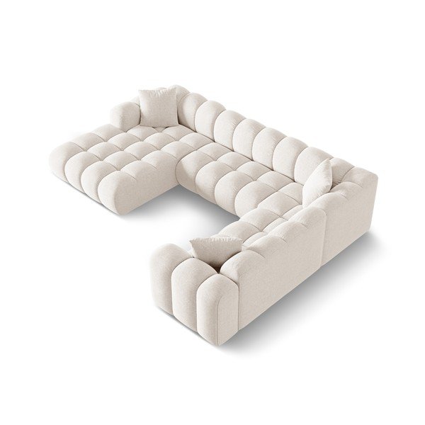 Kreminės spalvos iš šenilinio audinio kampinė sofa (su dešiniuoju kampu/„U“ formos) Treno – Cosmopolitan Design-image-2