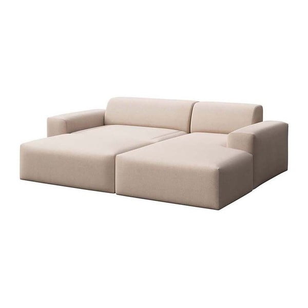 Smėlio spalvos iš velveto sulankstoma/su sandėliavimo vieta kampinė sofa (su dešiniuoju kampu/su gultu) Villet – Rodier-image-4