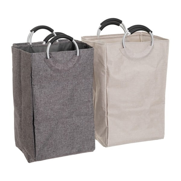 Pilkos spalvos/smėlio spalvos iš tekstilės skalbinių krepšiai 2 vnt. – Casa Selección-image-1
