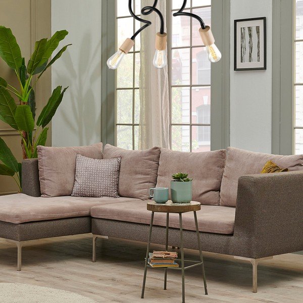 Juodas/natūralus lubinis šviestuvas - LAMKUR-image-2