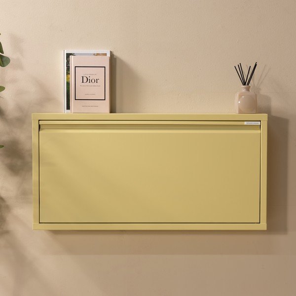 Šviesiai geltonos spalvos iš plieno atlenkiama/pakabinama spintelė batams 75x37,5x12,5 cm Billy – Spinder Design-image-1