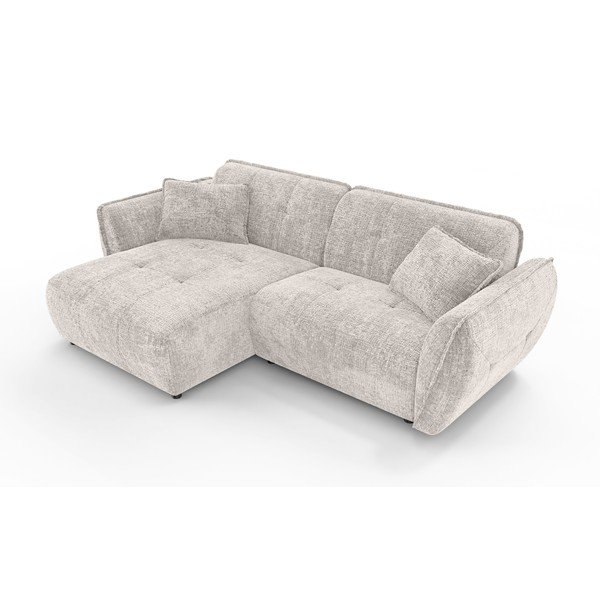 Smėlio spalvos kampinė sofa iš šenilinio audinio (su kairiuoju kampu/su gultu) Nelia – Ropez-image-2