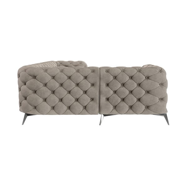 Pilkai smėlinės spalvos iš velveto kampinė sofa (su kairiuoju kampu/„L“ formos) Chelsea – Ropez-image-3