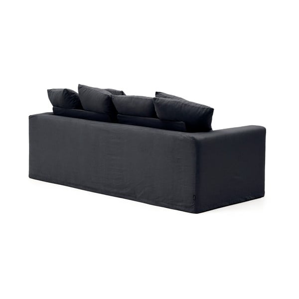 Antracito spalvos iš lino sofa 240 cm Nora – Kave Home-image-3