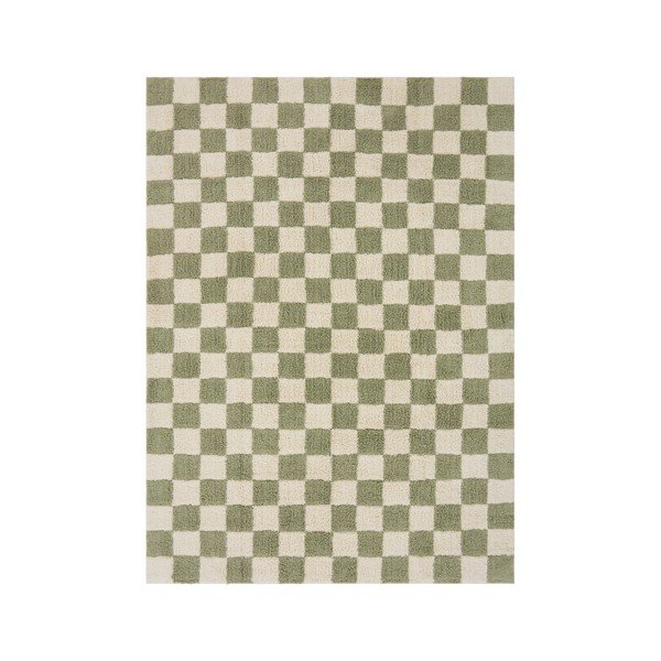 Žalios spalvos/kreminės spalvos iš medvilnės kilimas 170x240 cm Mela – Jotex