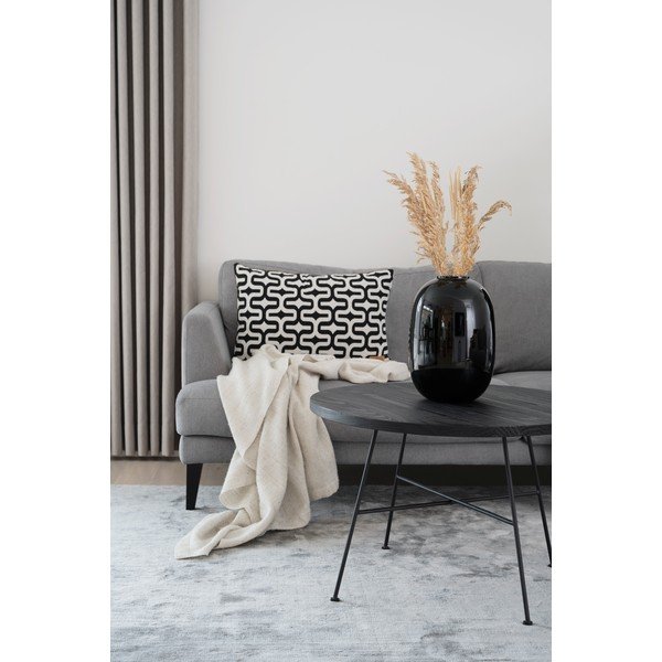 Juodas žurnalinis staliukas su pušies medienos stalviršiu Rowico Grafton, ø 70 cm-image-1