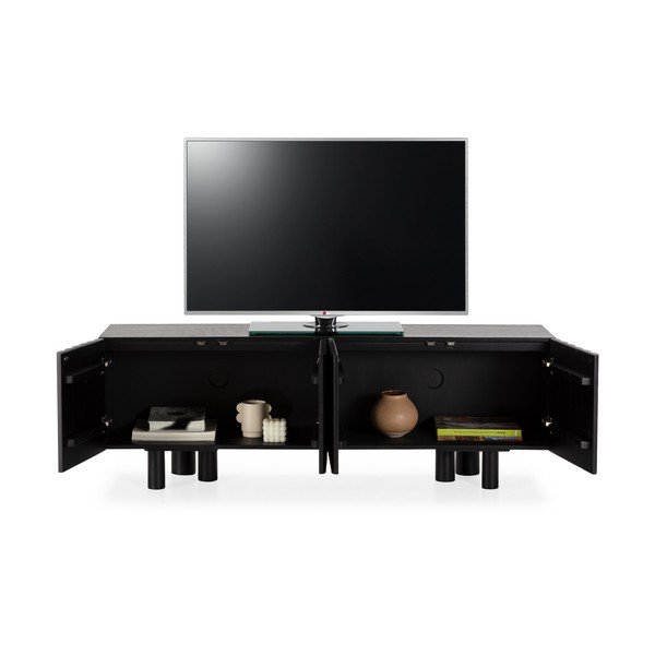 Juodos spalvos iš mango masyvo TV spintelė 160x55x40 cm Tamira – MOME-image-2