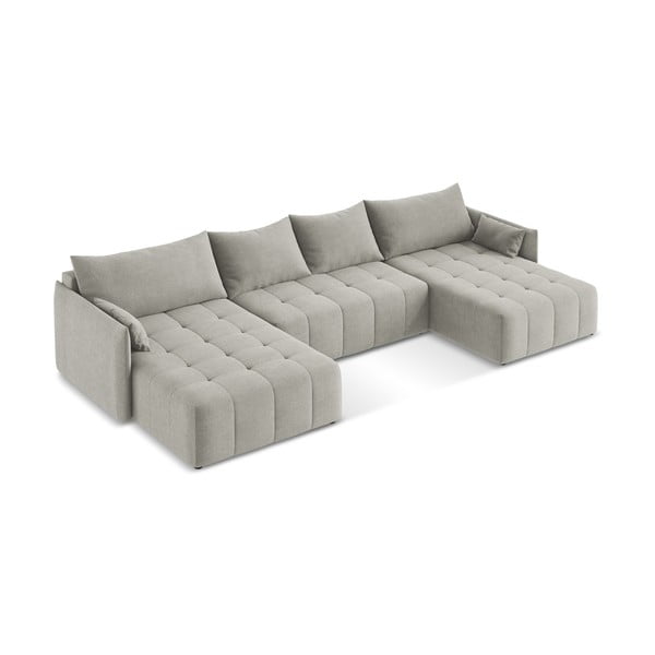 Šviesiai pilkos spalvos sulankstoma/su sandėliavimo vieta kampinė sofa („U“ formos) Moku – Makamii-image-3