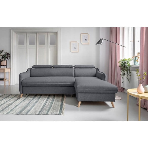 Sulankstoma kampinė sofa tamsiai pilkos spalvos (su dešiniuoju kampu) Sweet Harmony – Miuform-image-1
