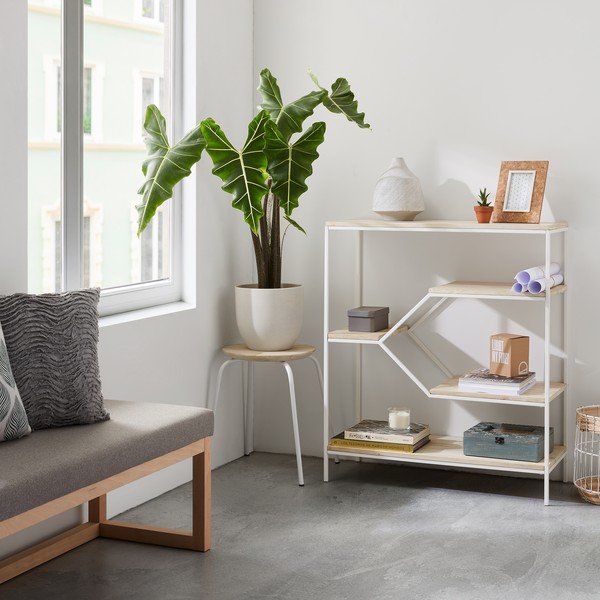 Balta metalinė kėdė su mango medienos sėdyne Kave Home Nax-image-3