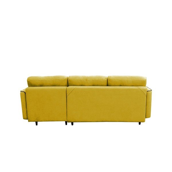 Geltonos spalvos sofa lova su juodomis kojomis Mazzini Sofas Dragonfly, dešinysis kampas-image-1