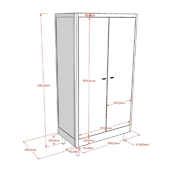 Baltos spalvos iš buko masyvo vaikiška spinta 100x190x55 cm Forrest – Vipack-image-2