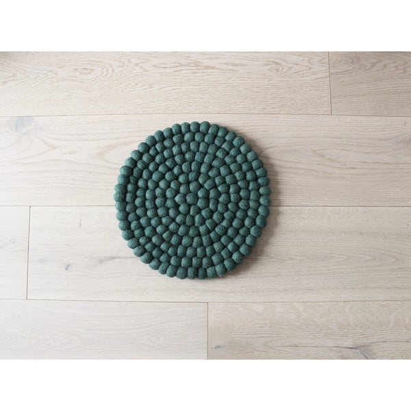 Wooldot Ball Chair Pad, tamsiai žalias vilnos kamuolys, ⌀ 30 cm