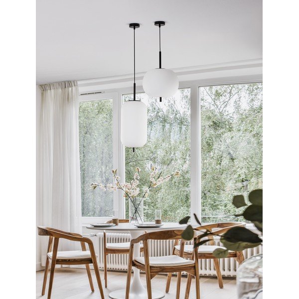 Baltos spalvos/juodos spalvos iš stiklo kabantis šviestuvas ø 22 cm Lato – Nova Luce-image-1