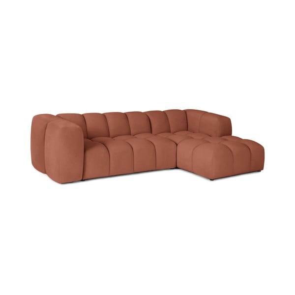 Terakotos spalvos iš velveto kampinė sofa (su dešiniuoju kampu/su gultu) Cube – Bonami Selection-image-2
