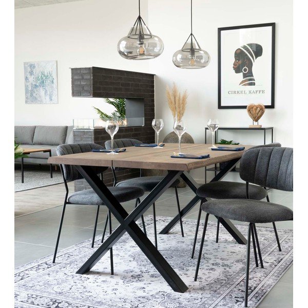 Valgomojo stalas su ąžuolo masyvo stalviršiu House Nordic Toulon Smoked, 140 x 95 cm-image-1
