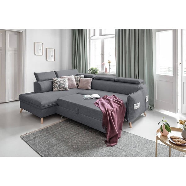 Sulankstoma kampinė sofa tamsiai pilkos spalvos (su kairiuoju kampu) Sweet Harmony – Miuform-image-4