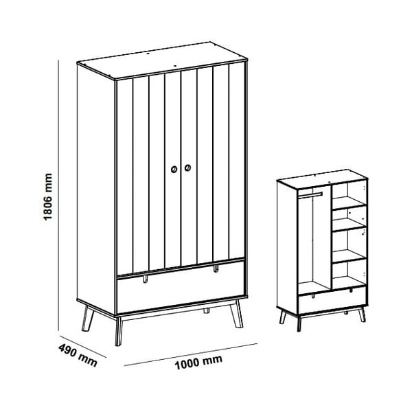 Žalia vaikiška spinta su pušies medienos kojomis Marckeric Kiara-image-4