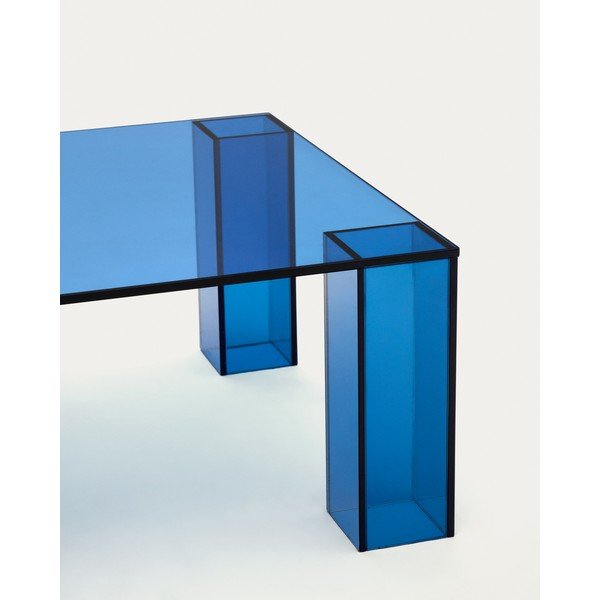 Mėlynos spalvos iš stiklo kavos staliukas 60x140 cm Adularia – Kave Home-image-4