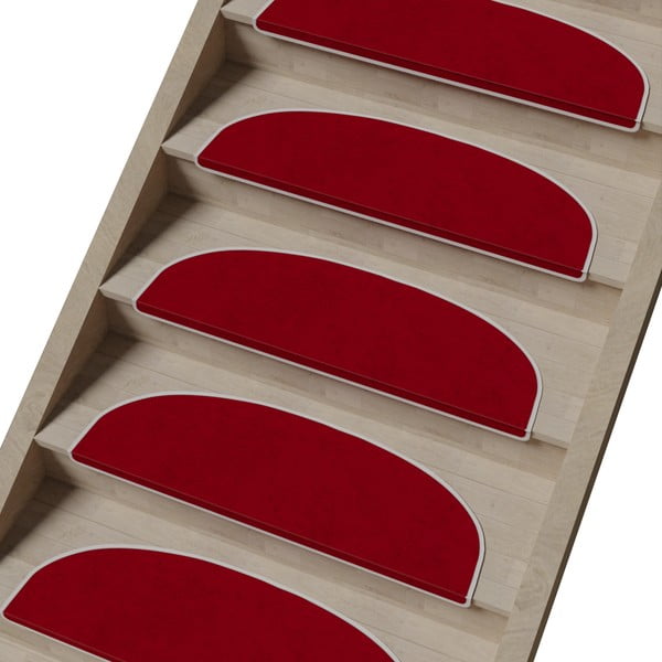Laiptų kilimėlių rinkiniai raudonos spalvos 16 vnt. 20x65 cm Plain Color – Vitaus-image-1