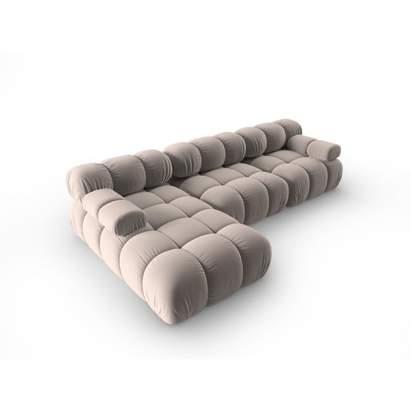 Iš velveto modulinė kampinė sofa šviesiai rudos spalvos (su kairiuoju kampu) Bellis – Micadoni -image-4