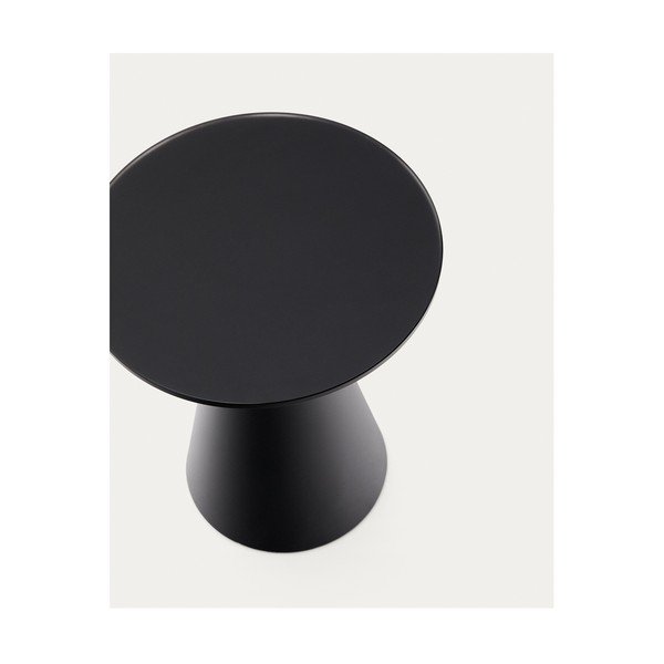 Apvalios formos šoninis stalas su stikliniu stalviršiu ø 30 cm Wilshire – Kave Home-image-3