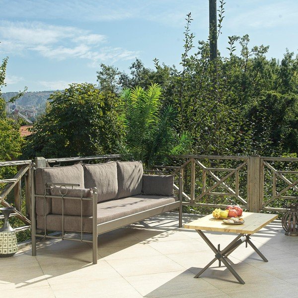 Iš metalo sodo sofa rudos spalvos Hatkus – Floriane Garden-image-1