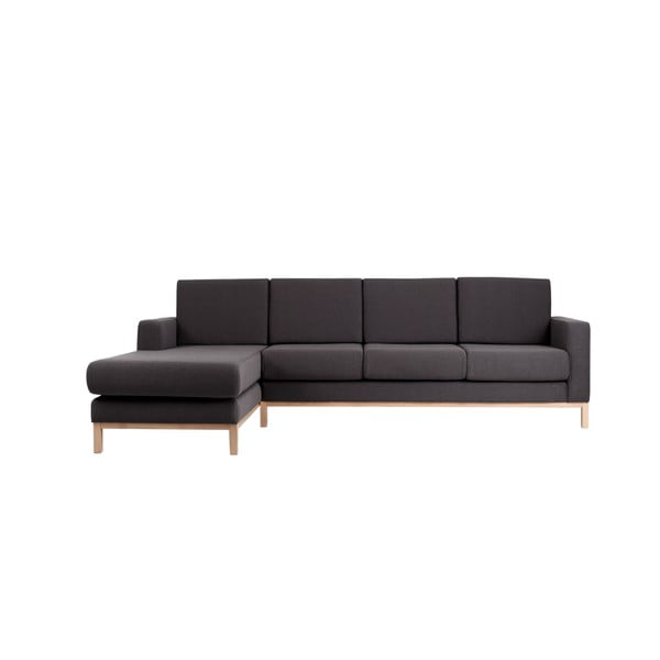 Vidutinio dydžio pilka kampinė sofa su kairiuoju šoniniu šezlongu "Custom Form Scandic
