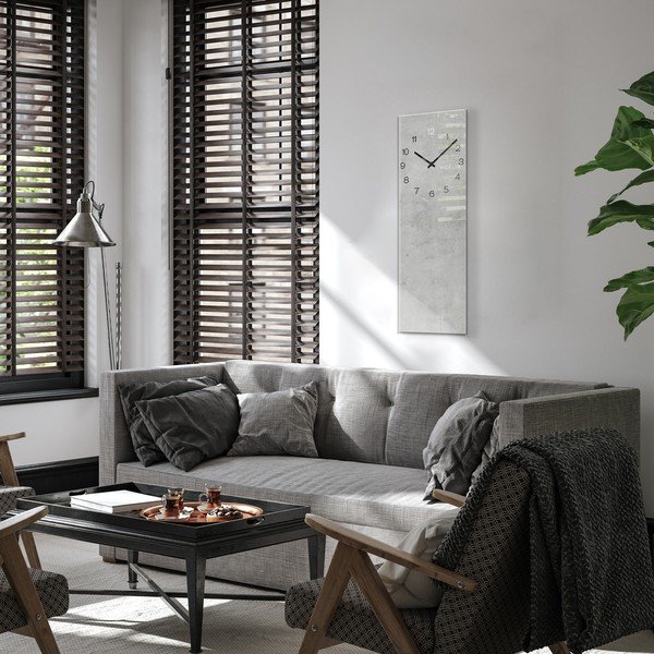 Sieninis laikrodis Styler Glassclock Concrete, 20 x 60 cm-image-2