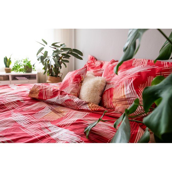 Raudona medvilninė patalynė viengulė lovai 140x200 cm LP Dita Red - Cotton House-image-2