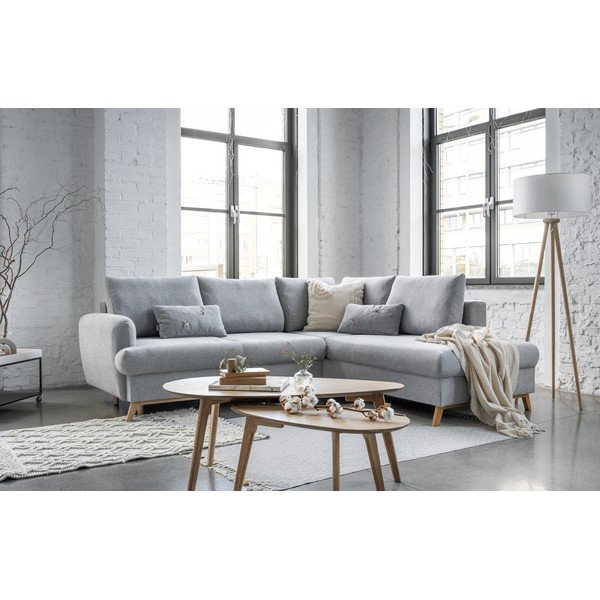 Šviesiai pilkos spalvos sulankstoma/su sandėliavimo vieta kampinė sofa (su dešiniuoju kampu/„L“ formos) Scandic Lagom – Miuform-image-4