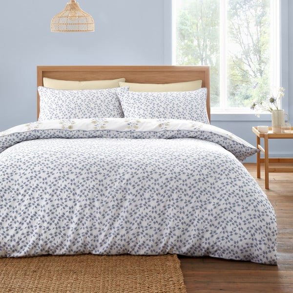 Baltos spalvos iš damasko dvigulė/itin ilga patalynė 230x220 cm Eloise Floral – Bianca-image-2