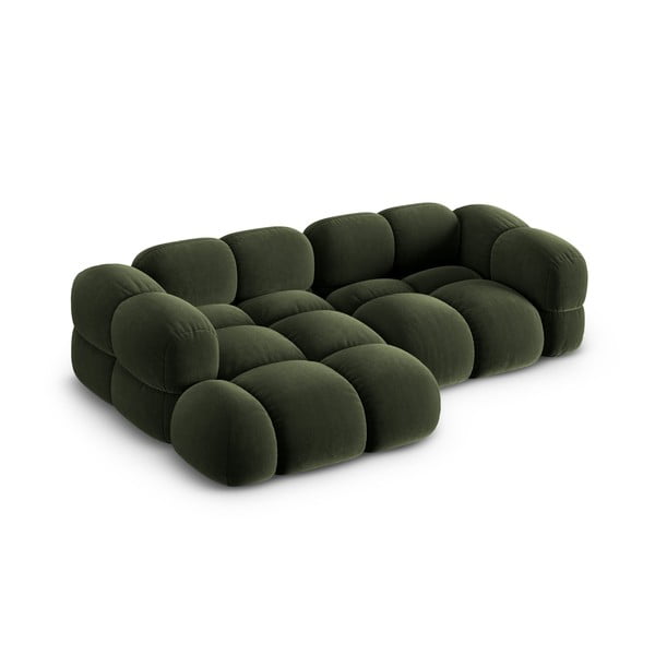 Žalios spalvos iš velveto kampinė sofa (su kairiuoju kampu/su gultu) Loretto – Cosmopolitan Design-image-2