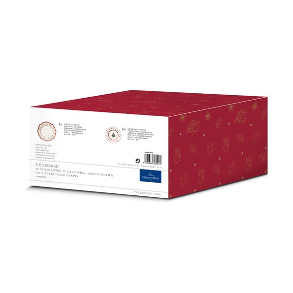 Raudonos ir baltos spalvos porceliano 8 dalių indų rinkinys su Kalėdų motyvais Villeroy & Boch-image-1