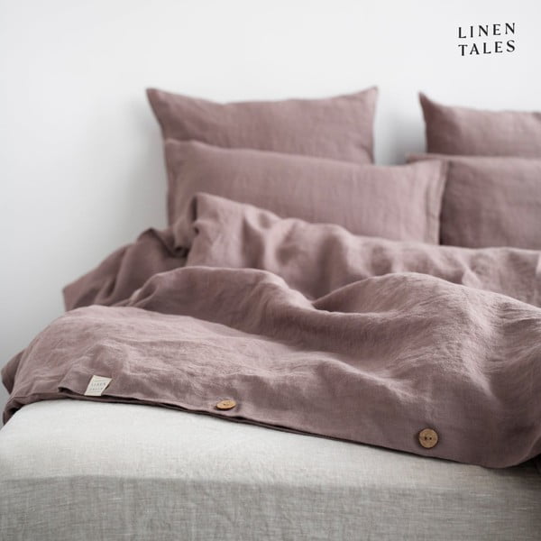 Rožinės spalvos lininė dvigulė paklodė 200x220 cm - Linen Tales-image-2