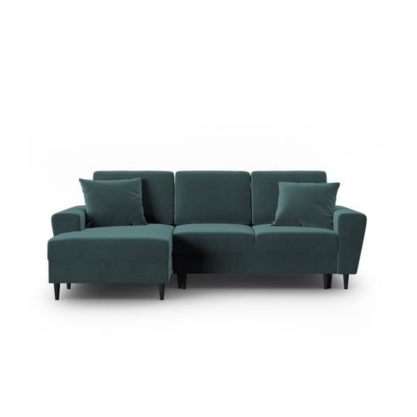 Smaragdinės spalvos iš velveto sulankstoma/su sandėliavimo vieta kampinė sofa (su kairiuoju kampu/su gultu) Kyoto – Cosmopolitan Design
