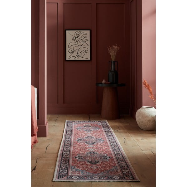 Skalbiamas iš perdirbto pluošto mišinio kilimas bordo spalvos 60x230 cm Windsor – Flair Rugs-image-2