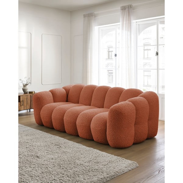 Raudonos plytų spalvos iš boucle sofa 232 cm Hippolyte – Bobochic Paris-image-1